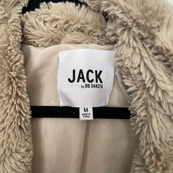 Jack by BB Dakota vintage style teddy faux fur jacket waterfall open style - Picture 2 of 2